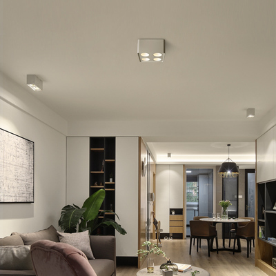 明装射灯客厅家用极简无主灯照明四头斗胆灯方形盒子灯吸顶式筒灯