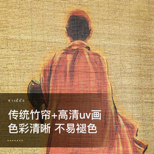 异丽茶室禅意挂画客厅民宿玄关壁画新中式书房竹艺装饰画竹帘画