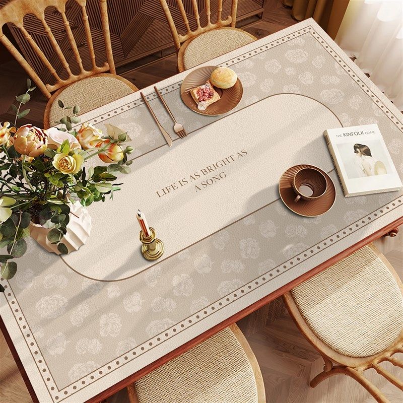 法式轻奢风高级感客厅餐桌桌垫防水防油防烫免洗茶几桌布定制尺寸,居家布艺,桌布,淘宝优惠券,粉丝福利购,淘宝优惠卷