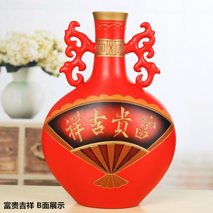 创意新中式手绘彩陶大花瓶客厅酒柜家居摆设乔迁新居装饰摆件玄关