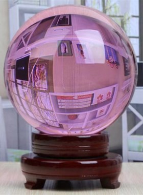 黄色水晶球摆件白紫红透明圆球玻璃客厅玄关开业家居装饰品摆件