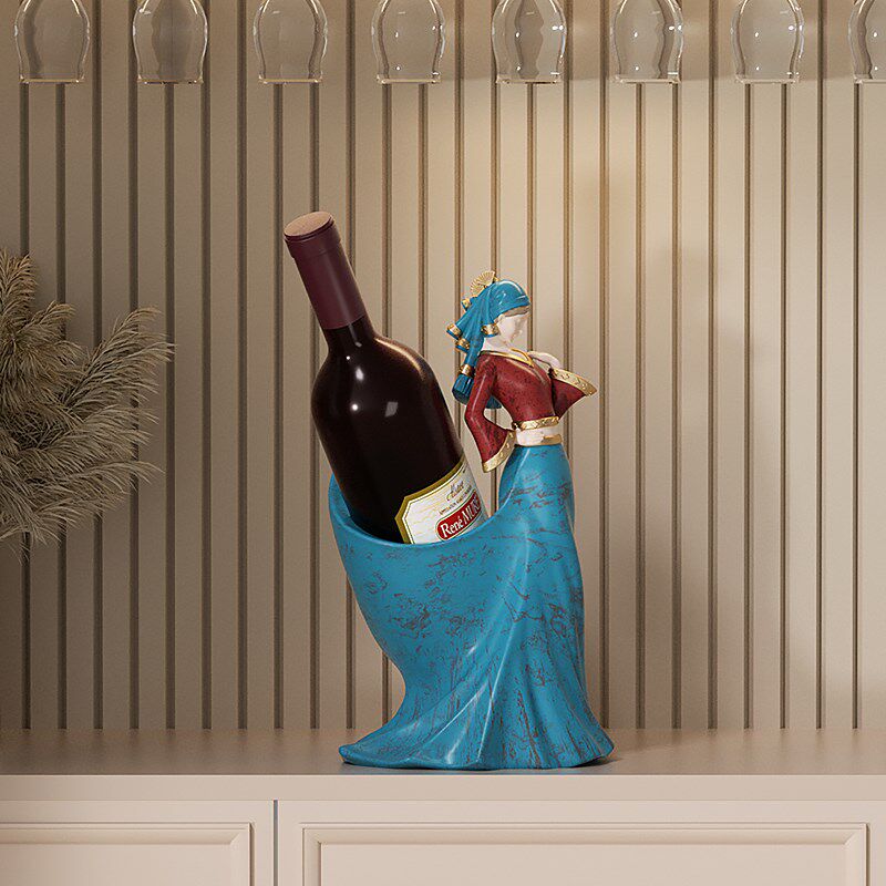 红酒架摆件中古风创意人物小众软装玄关收纳乔迁新居客厅酒柜装饰