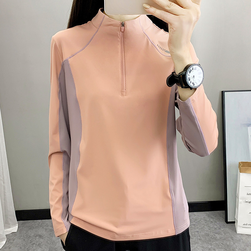 2026户外速干衣女春夏薄款吸湿排汗透气徒步登山快干立领长袖T恤