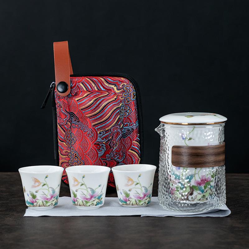 玻璃快客杯禅风黑泡茶装备适合旅游露营茶具便携式简约陶瓷