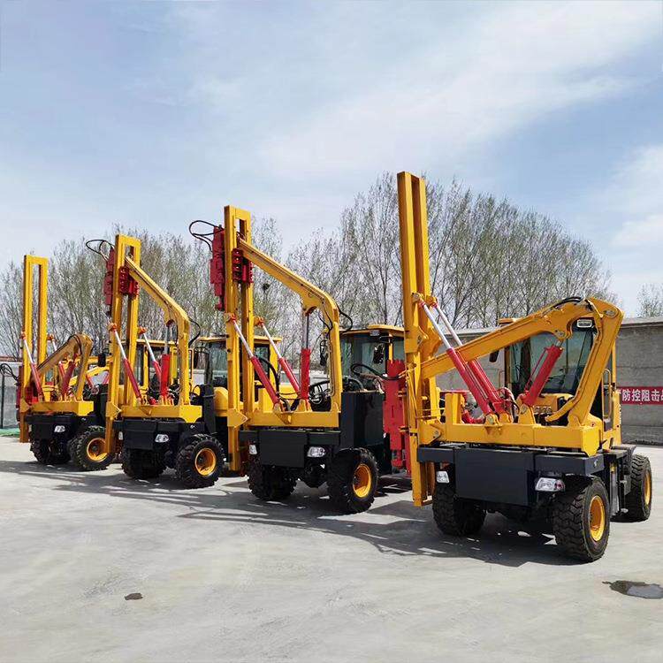 护栏打桩机钻孔打桩机器钻孔液压锤打拔一体