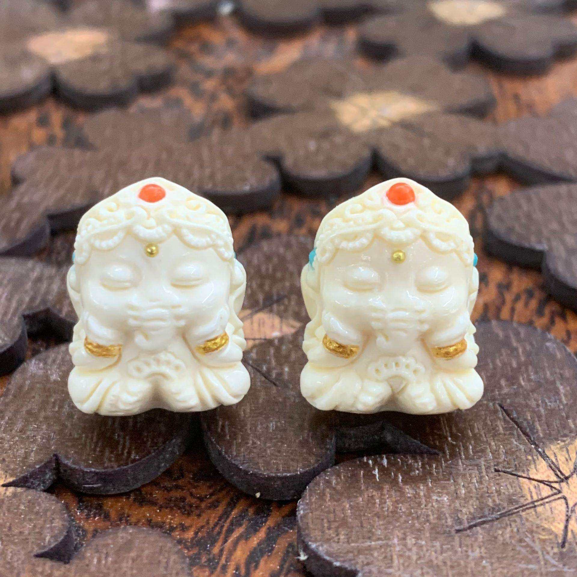 唐龙猛犸天然猛犸冰料镶嵌象宝宝腰珠顶珠隔珠背云DIY配饰可爱象