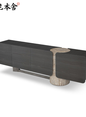 榫艺本舍/意式极简艺术设计大平层客厅实木餐边柜TITANO/泰坦诺柜
