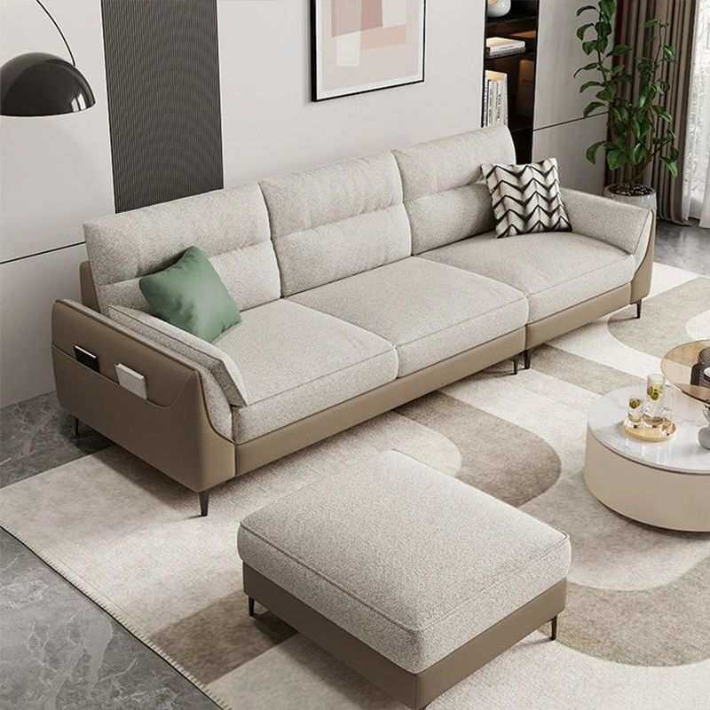 棉麻布艺沙发可拆洗客厅简约现代沙发大小户型意式猫爪皮直排沙发