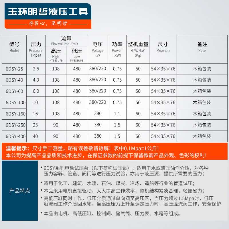 市政化工工程6DSY电动试压泵管道试压泵测压泵电动打压机打压泵