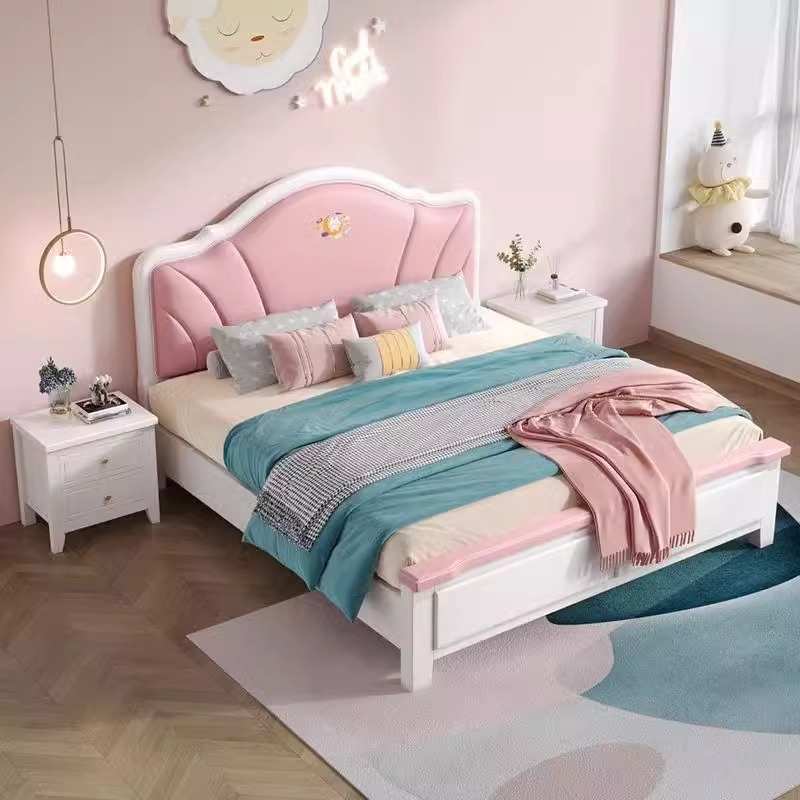 现代简约实木儿童床1.5米单双人床1.2米储物卧室男孩女孩公主床