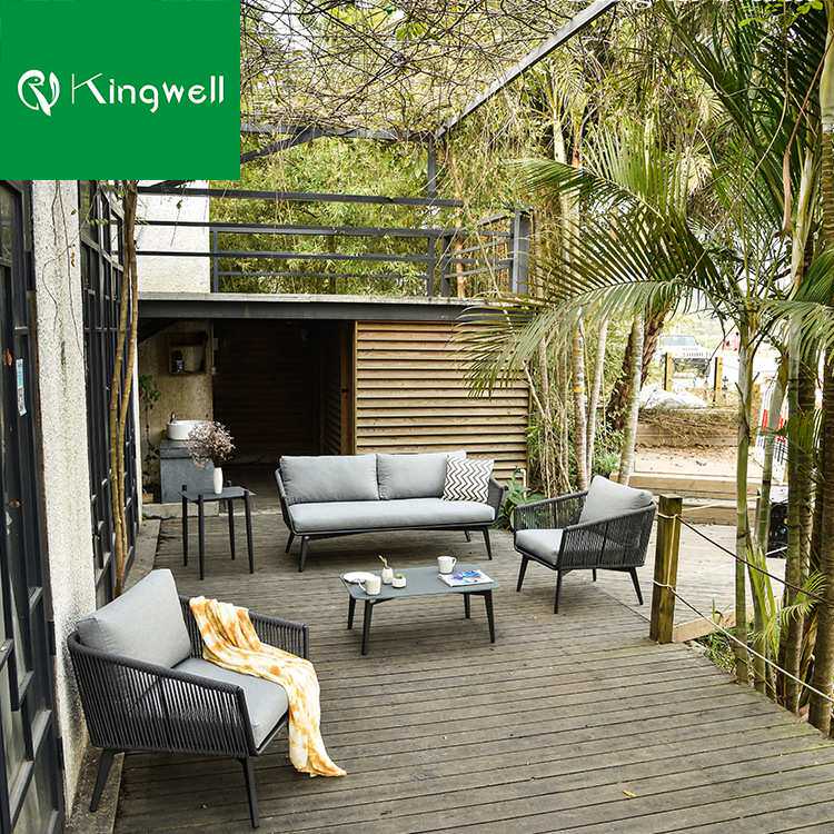 厂家 现代北欧户外别墅酒店度假村样板房欧式手工编织组合沙发