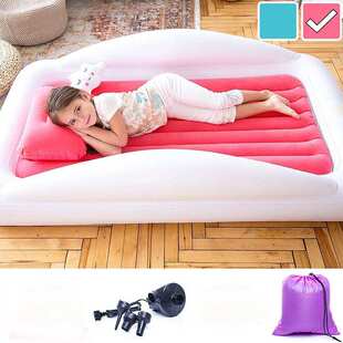 充气儿童旅行床 便携式充气床垫睡床带安全床栏幼儿床垫