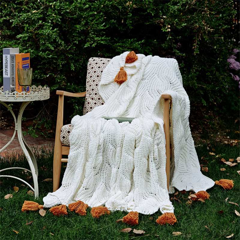 雪尼尔针织毯沙发盖毯披肩北欧毛线毯子北欧亚马逊民宿柔软