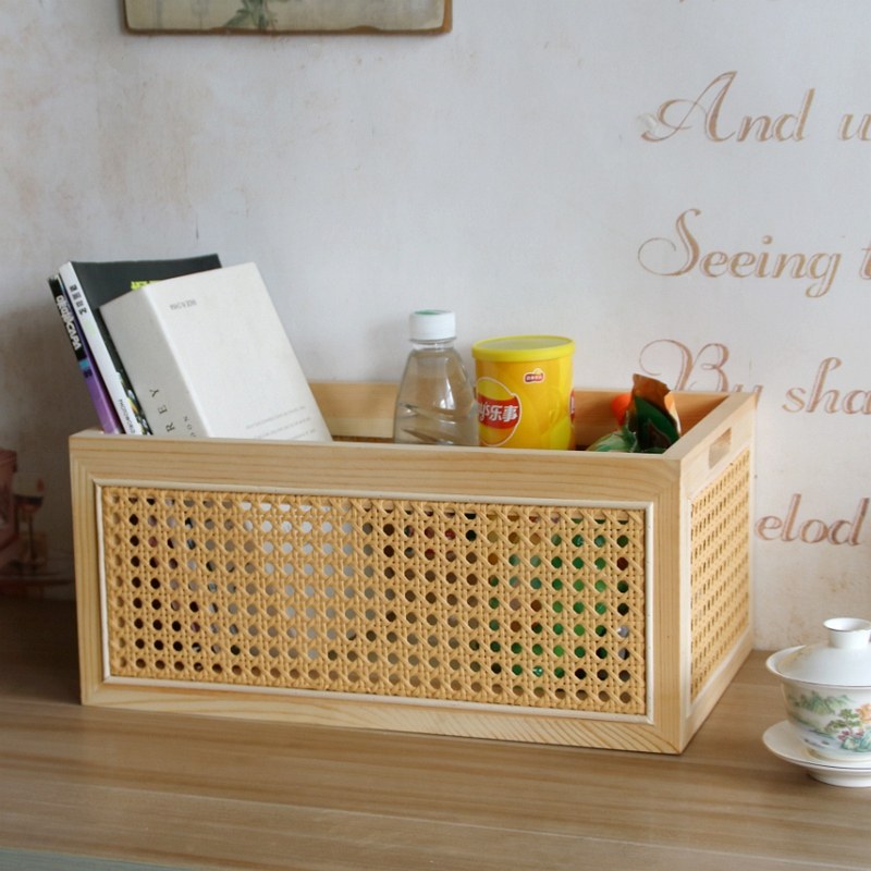 藤编实木制日式收纳盒茶几茶具零食框F杂物箱竹编织收纳篮子收纳,收纳整理,收纳筐,淘宝优惠券,粉丝福利购,淘宝优惠卷