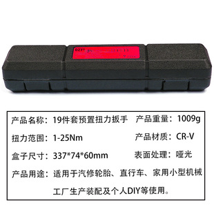 扭矩扳手19件套换头1 25N.m扭矩扳手自行车扭矩扭力工 4预a置式