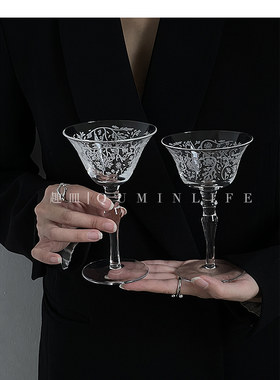 Qnmin 客里莺花繁似锦创意z玻璃鸡尾酒杯子啤酒红酒葡萄香槟酒杯