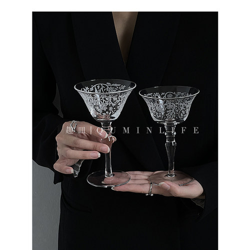 Qnmin 客里莺花繁似锦创意z玻璃鸡尾酒杯子啤酒红酒葡萄香槟酒杯