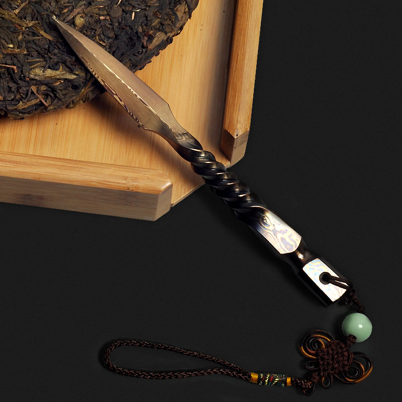 手工撬茶刀 大马士革 百炼花纹钢茶针茶锥 黑茶饼普W洱茶茶具配件,餐饮具,茶道/零配,淘宝优惠券,粉丝福利购,淘宝优惠卷