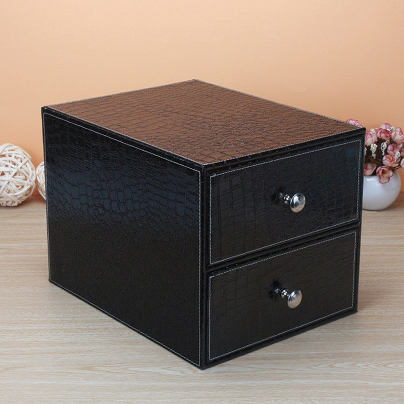 时尚皮革带抽屉式桌面护肤品收A纳盒柜木质化妆品整理盒多功能创,收纳整理,桌面收纳盒,淘宝优惠券,粉丝福利购,淘宝优惠卷