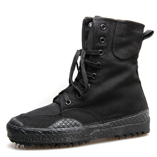 高帮作训鞋黑色帆布特训靴透气超轻作H战训靴男陆战作战靴保安鞋