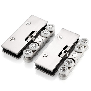 无框钢化玻璃推拉门吊轮移门吊门滑轮吊轨轮承重180KG轨道门配件