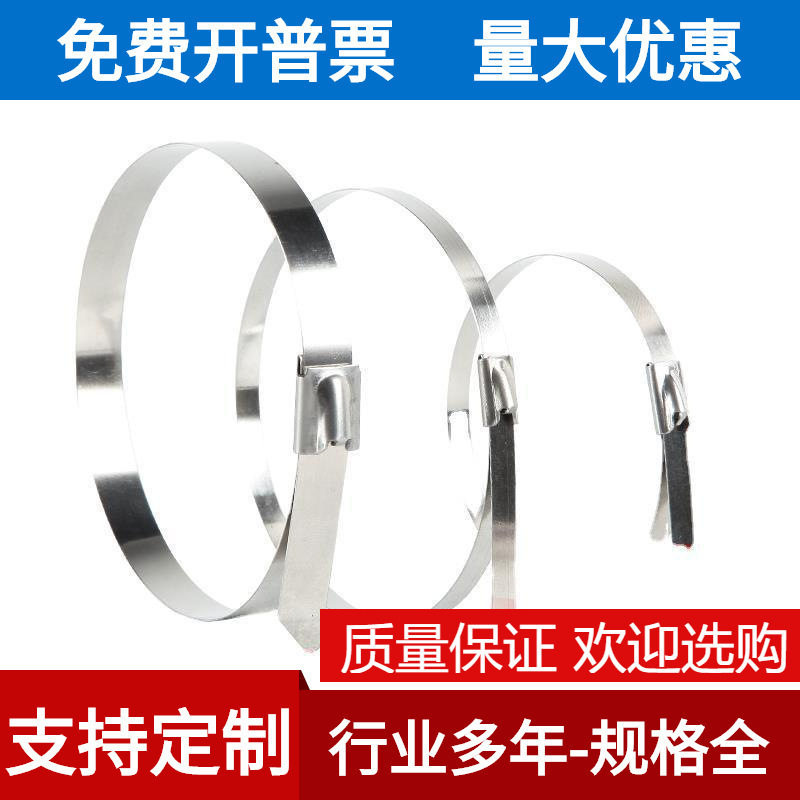 304不锈钢自锁扎带4.6*300 100只价金属船用标志吊牌卡扣抱箍扎箍