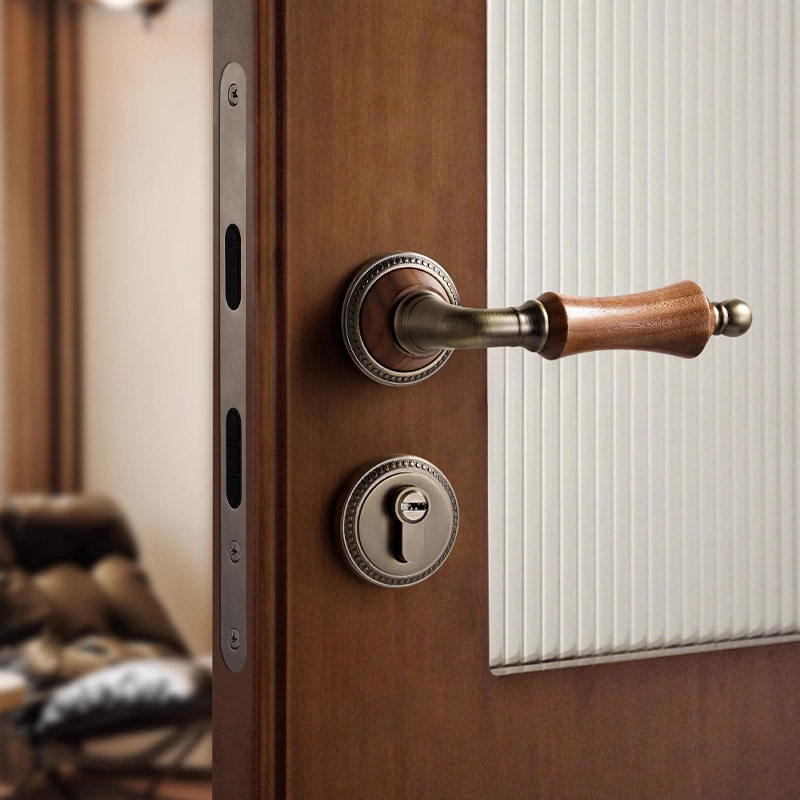 嘉森堡中古风卧室门锁法式胡桃木复古门把手室内房间磁吸木门门锁,电子元器件市场,电线扎带/束线带,淘宝优惠券,粉丝福利购,淘宝优惠卷