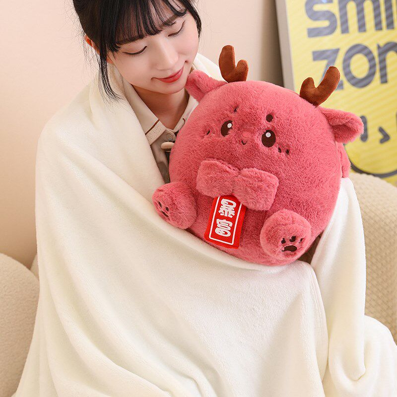 速发可爱龙团团抱枕毯子二合一办公室靠枕午睡枕头被子两用车载靠