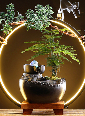 速发流环家居生财招财婚你创意小型摆件办公室桌面循水水结迷乔迁