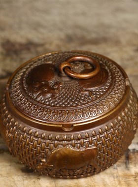 速发纯铜五牛烟灰缸用办公桌高件 摆端大气 送礼自 佳品  家居装