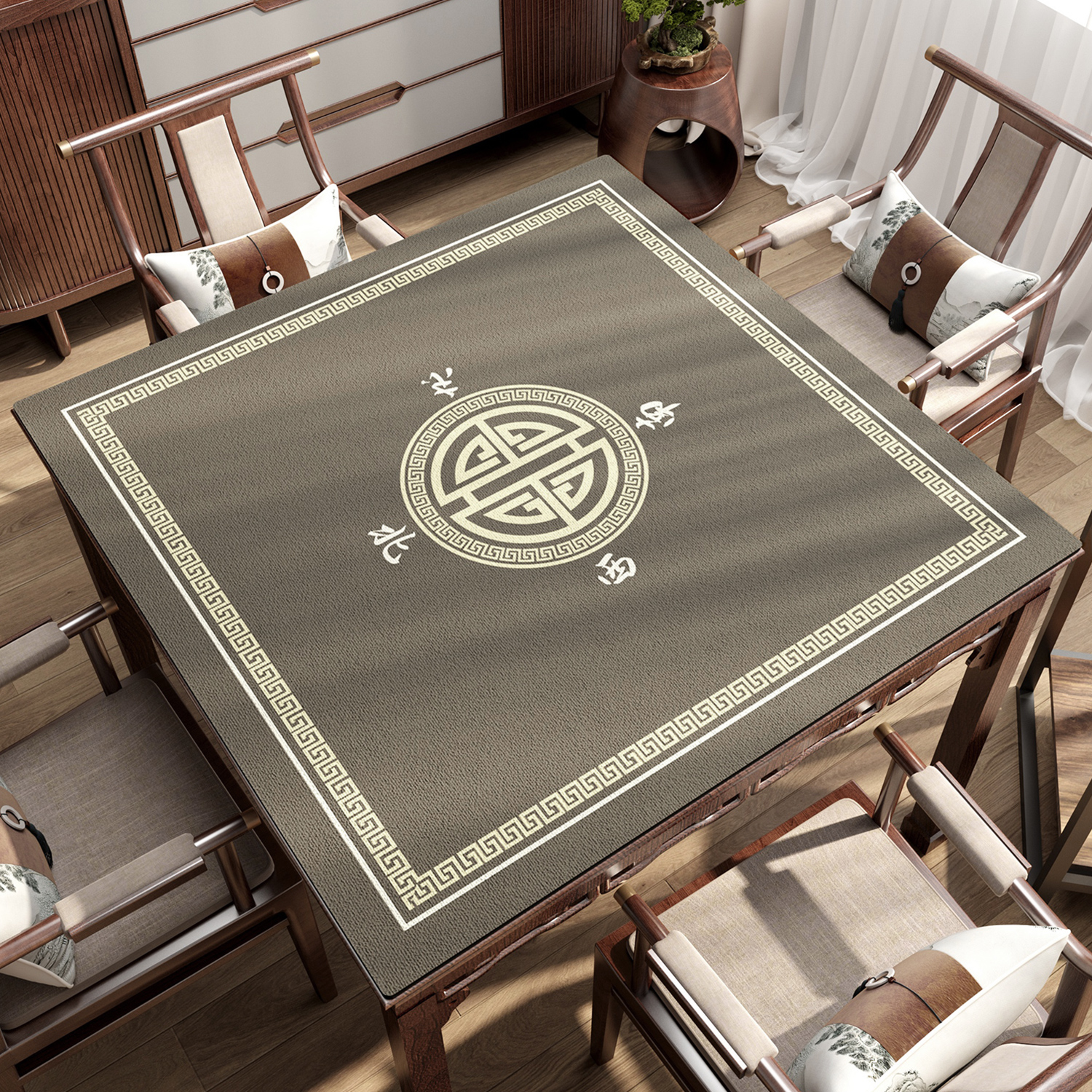 速发硅藻泥桌垫正方形加厚消音桌面台布新中式八桌桌方桌仙布