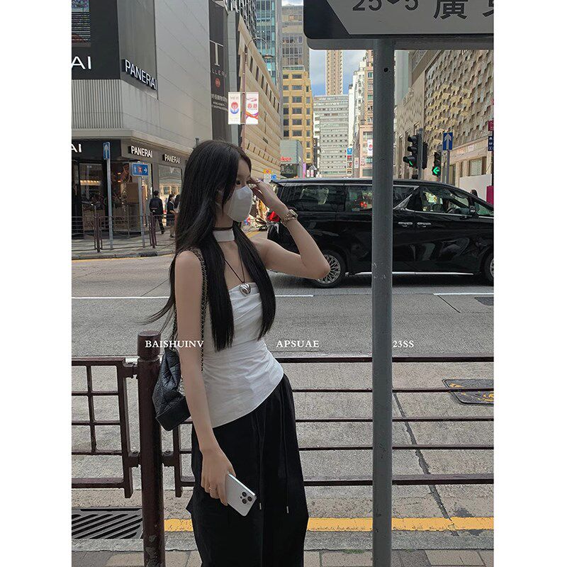 速发白款【爆欲返场】挂脖抹胸吊带背心纯水小众设计感外穿上衣