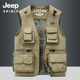 马甲秋冬新款 JEEP吉普多口袋男士 工装 加绒保暖钓鱼马夹摄影背心男