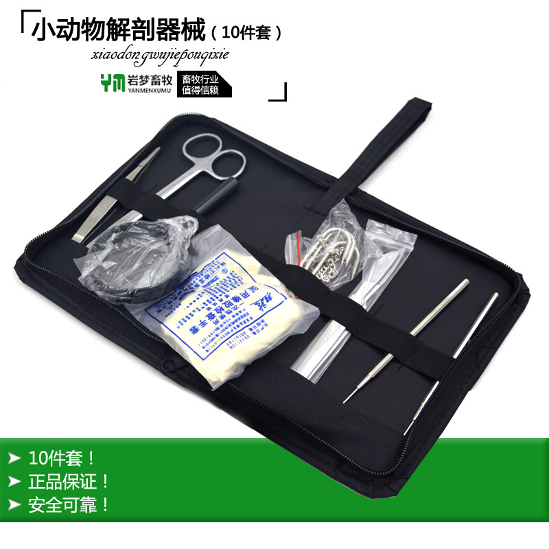 小动物解剖器械包10件套手术剪镜三爪链钩等手术解刨工具