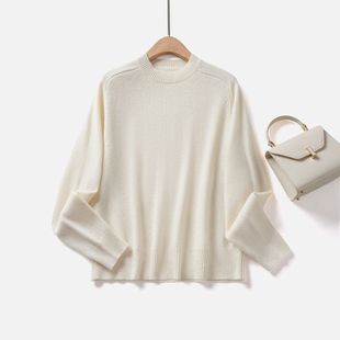 LP同款秋季新款女100%纯山羊绒针织衫女毛衣轻奢圆领长袖宽松上衣