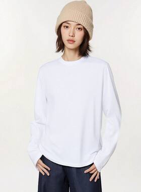 基础款圆领长袖白色T桖女2025秋季新款叠穿外穿休闲百搭时尚上衣