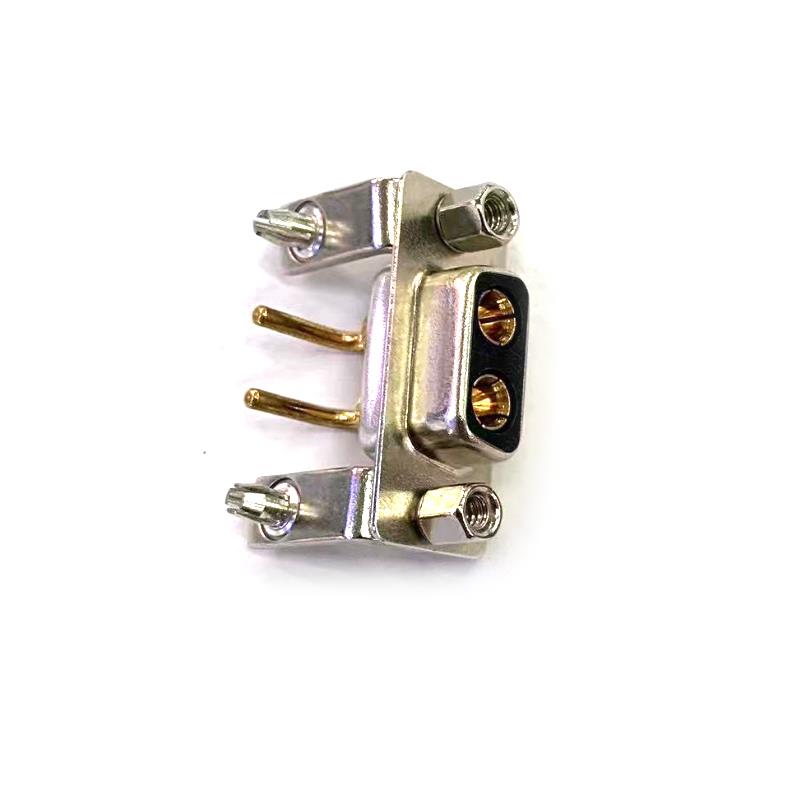 大电流2W2母座 D-SUB连接器 弯脚焊板式接插件 2芯镀金接线母端子