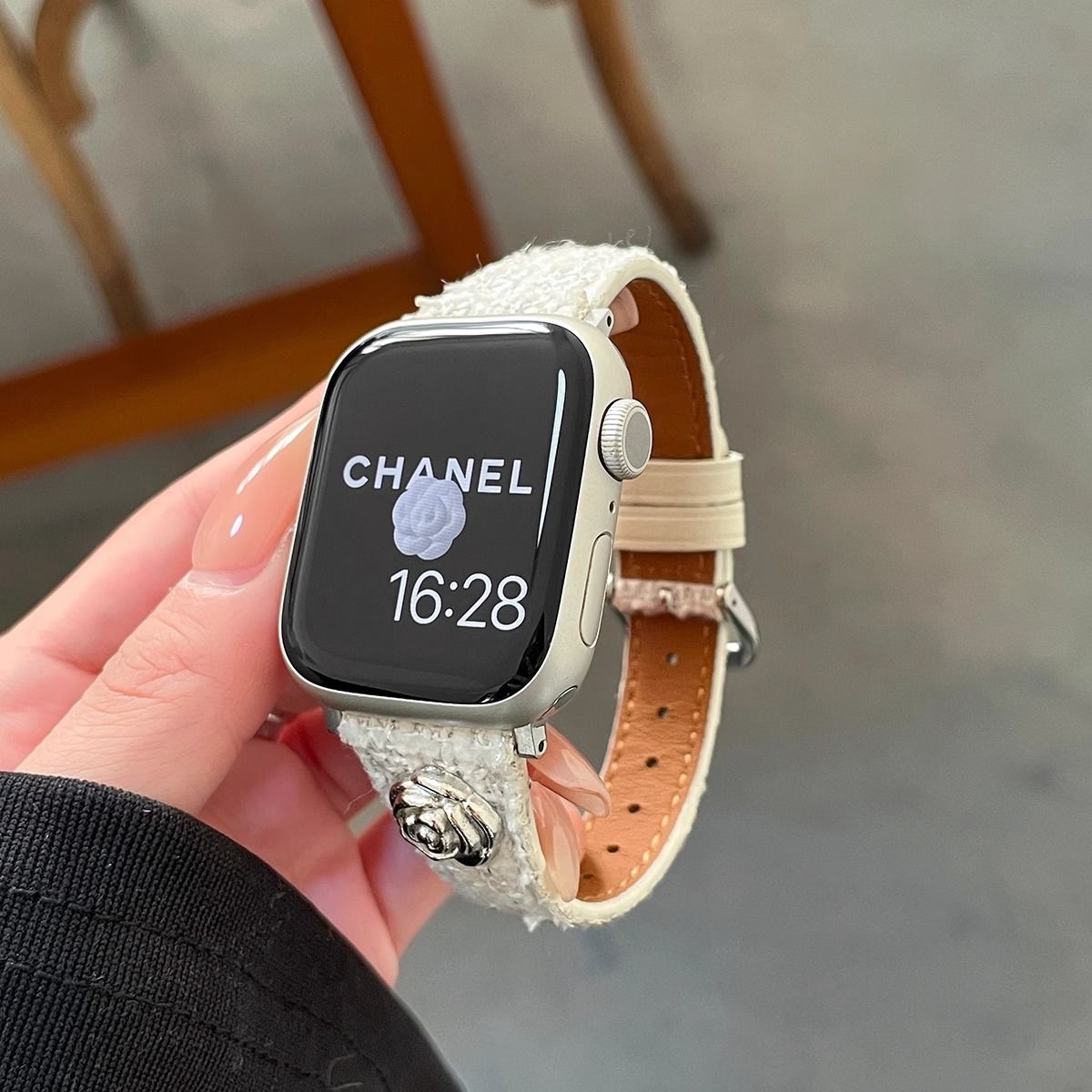 小香风山茶花小米红米5/4代Redmi5 Watch432手表表带真皮质女适用