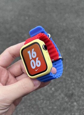 海洋硅胶适用AppleWatch11代撞色拼色运动透气苹果表带iwatch1098