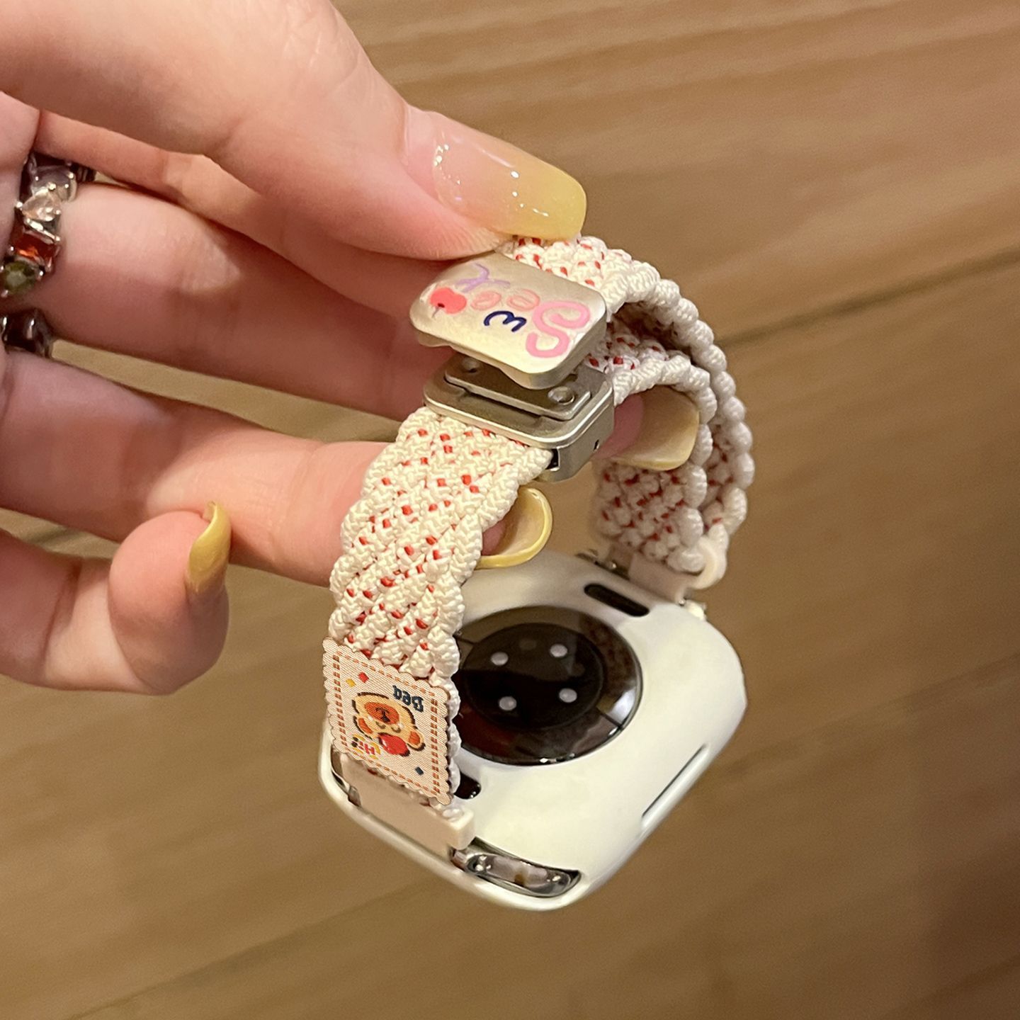 适用于华为fit4/4pro手表带fit3编织磁吸fit2苹果小熊腕带可爱