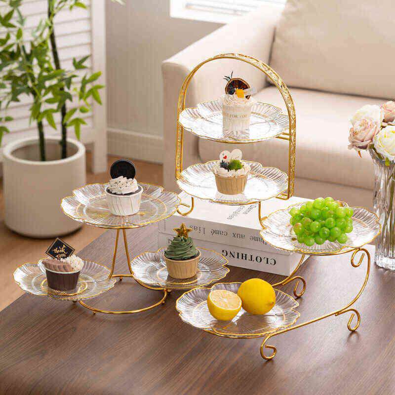 轻奢亚克力双层多层水果盘零食盘婚庆下午茶点心甜品台摆件展示架