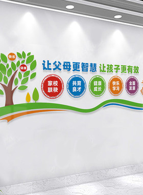 家长学校宣传标语文化墙社区家校共D育形象背景墙压克力立体壁贴