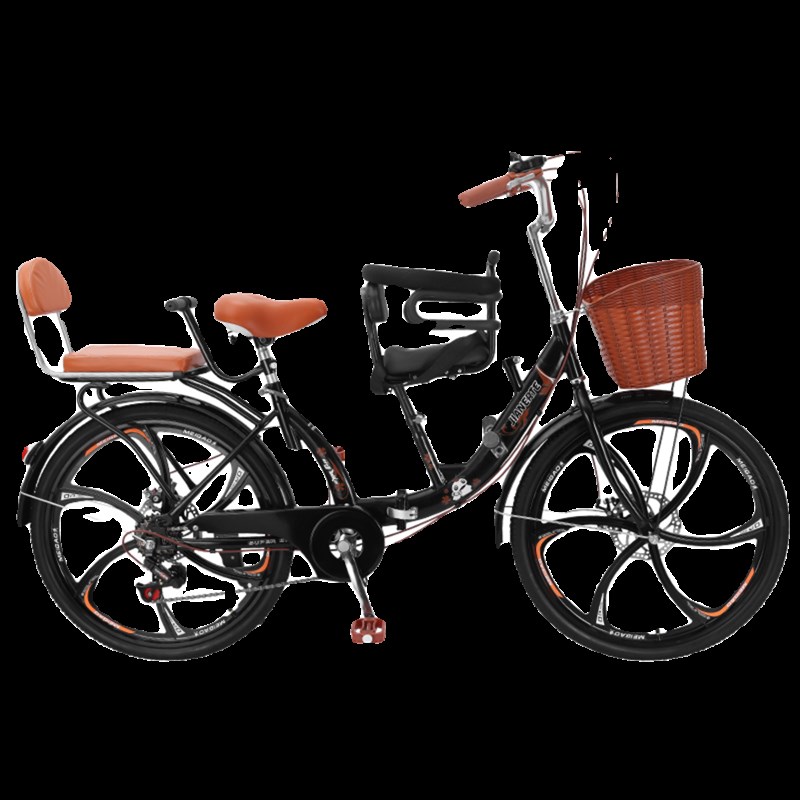 母子24b寸折叠变速轻便亲子带小孩接送娃碟煞一体轮减震座椅自行