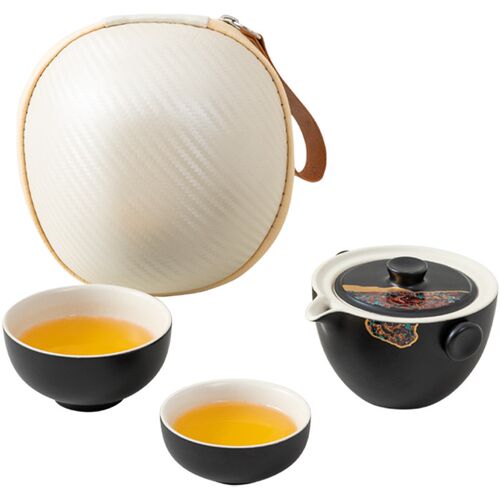 祥裕不漆而遇f快客杯中式陶瓷旅行茶具小套装一壶两杯户外便携茶