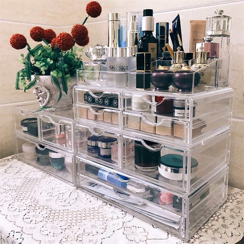 超大号梳妆台护肤品桌面整理盒y置物架家用亚克力化妆品收纳盒透