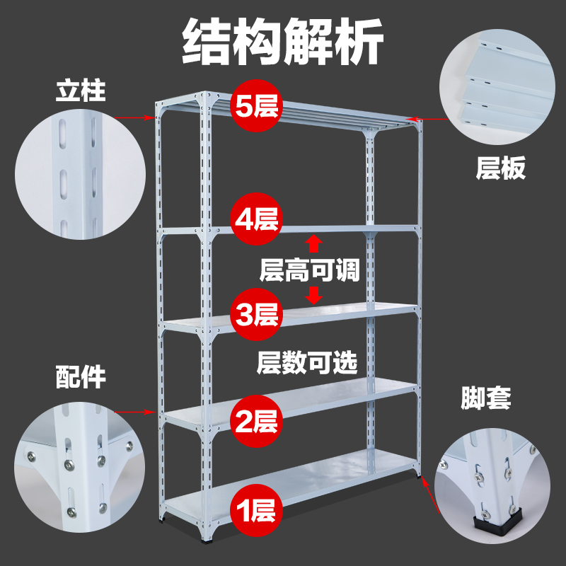 家用阳台置物架角钢货架落地超市展示架储物架多层U收纳仓库铁架
