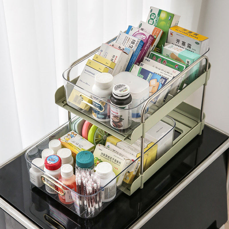 抽屉式药物e收纳盒药品置物架家用医药箱家庭装桌面大容量儿童小