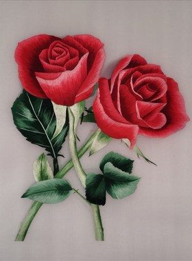 苏绣刺绣aDIY套件初学 针迹玫瑰花图手工刺绣自学材料包 非十字绣