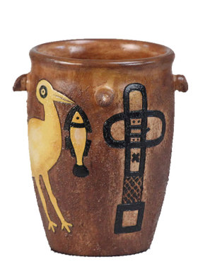 鹳鱼石斧彩陶笔筒创意陶瓷仿古收纳桶G桌面收纳盒文创小纪念品礼