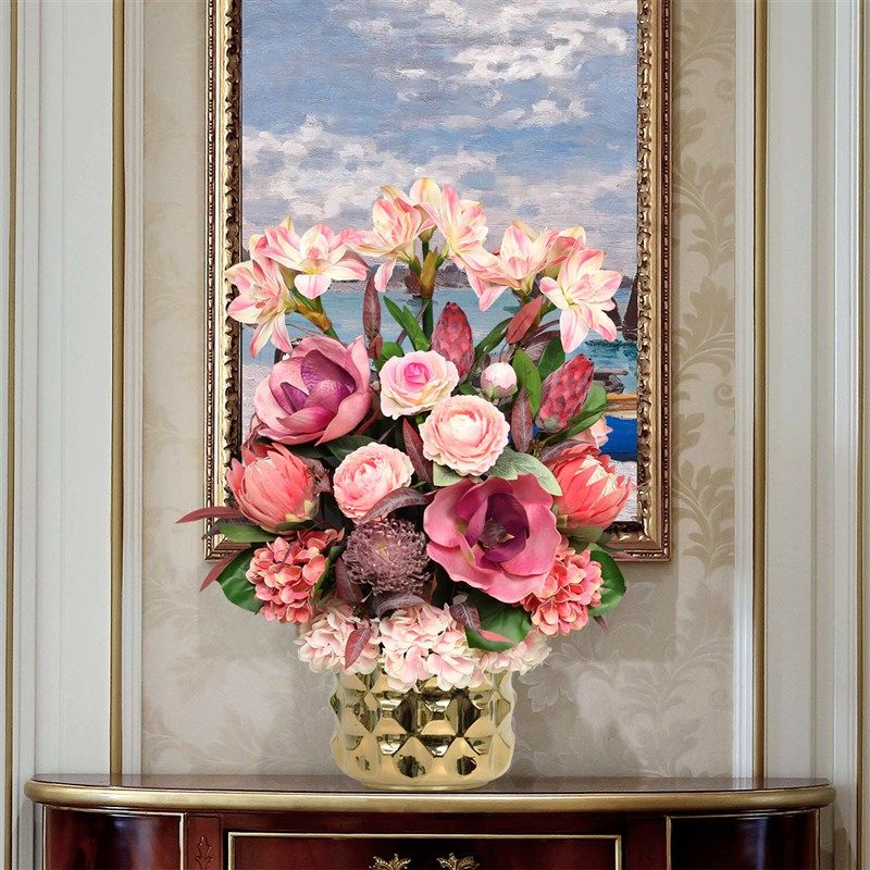 欧式轻奢美式陶瓷花瓶p仿真花艺摆件客厅电视柜玄关装饰花假花成,家居饰品,仿真花/假花,淘宝优惠券,粉丝福利购,淘宝优惠卷